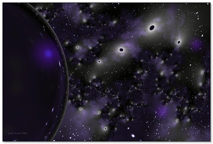 Mysterious purple cosmos space art by Gingezel