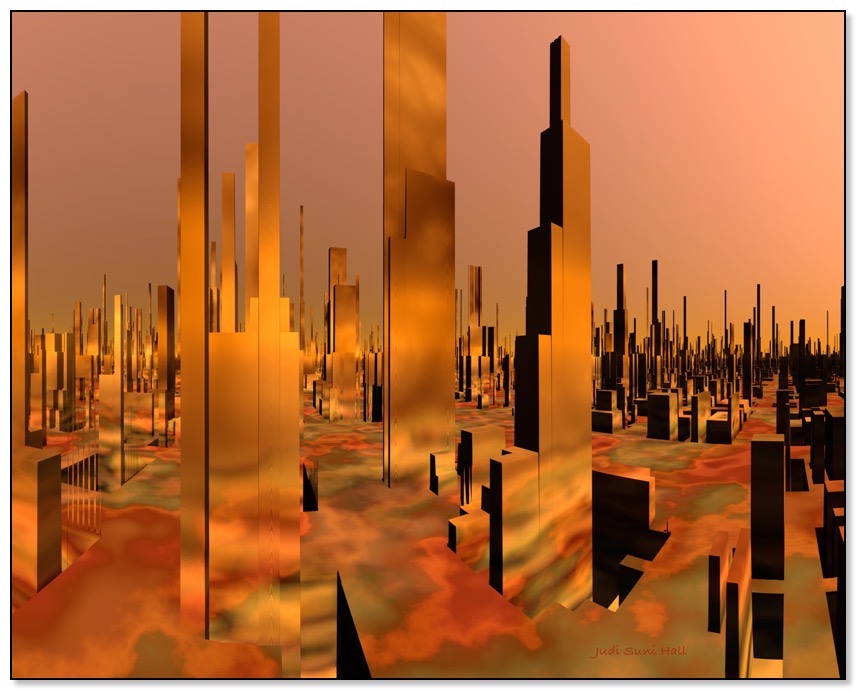 Copper City sci fi landscape by Gingezel